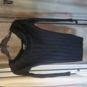 INC Black Ribbed off shoulder crew neck sweater. M